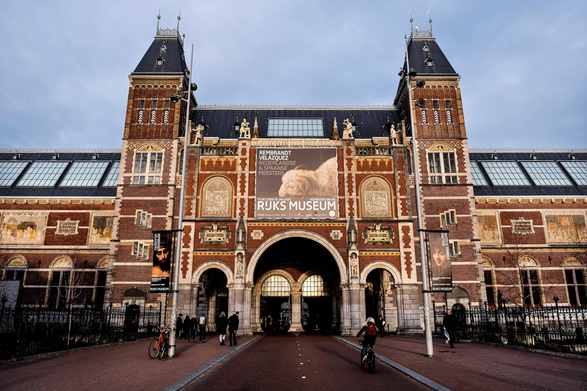 The Rijksmuseum seen across Museumplein